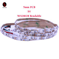 1/2/3/4/5M bendable S shape type Addressable WS2812B  5mm 8mm PCB ws2812  RGB LED pixel strip 60leds 60pixels/m 5V full color