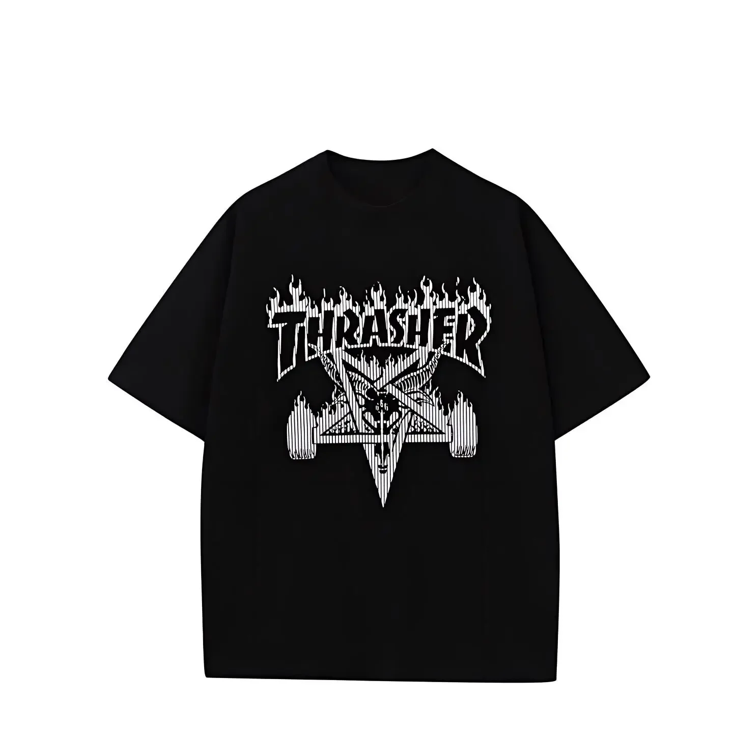2026 new five-pointed star skateboard pattern crewneck T-shirt, for both men and women, with street punk style