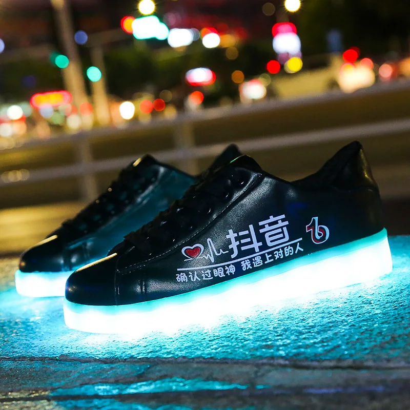 New LED Luminous Shoes Glow-In-The-Dark Ghost Walking Shoes Adult USB Charging Shoes with Light Man\'s Casual Sports Shoes