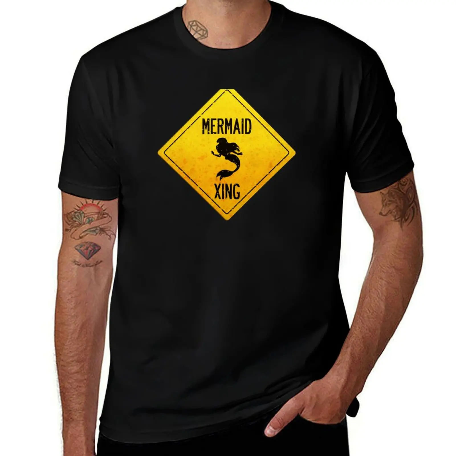 

Mermaid Crossing T-Shirt funny t shirts dark humor man t shirt cotton T-Shirt