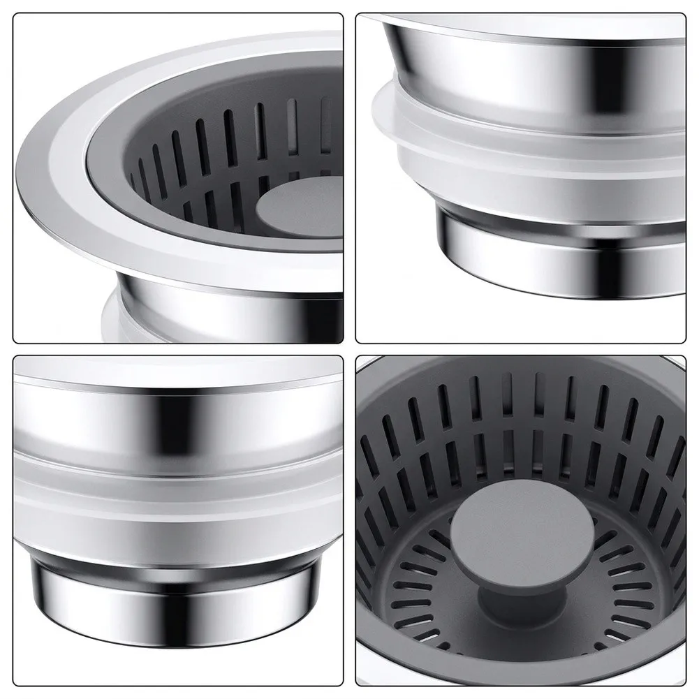 3 in 1 Brass Sink Stopper Strainer Trap for Standard 3 1/2 Inch Drain Dual ABS Basket Removable Cores No Leaks