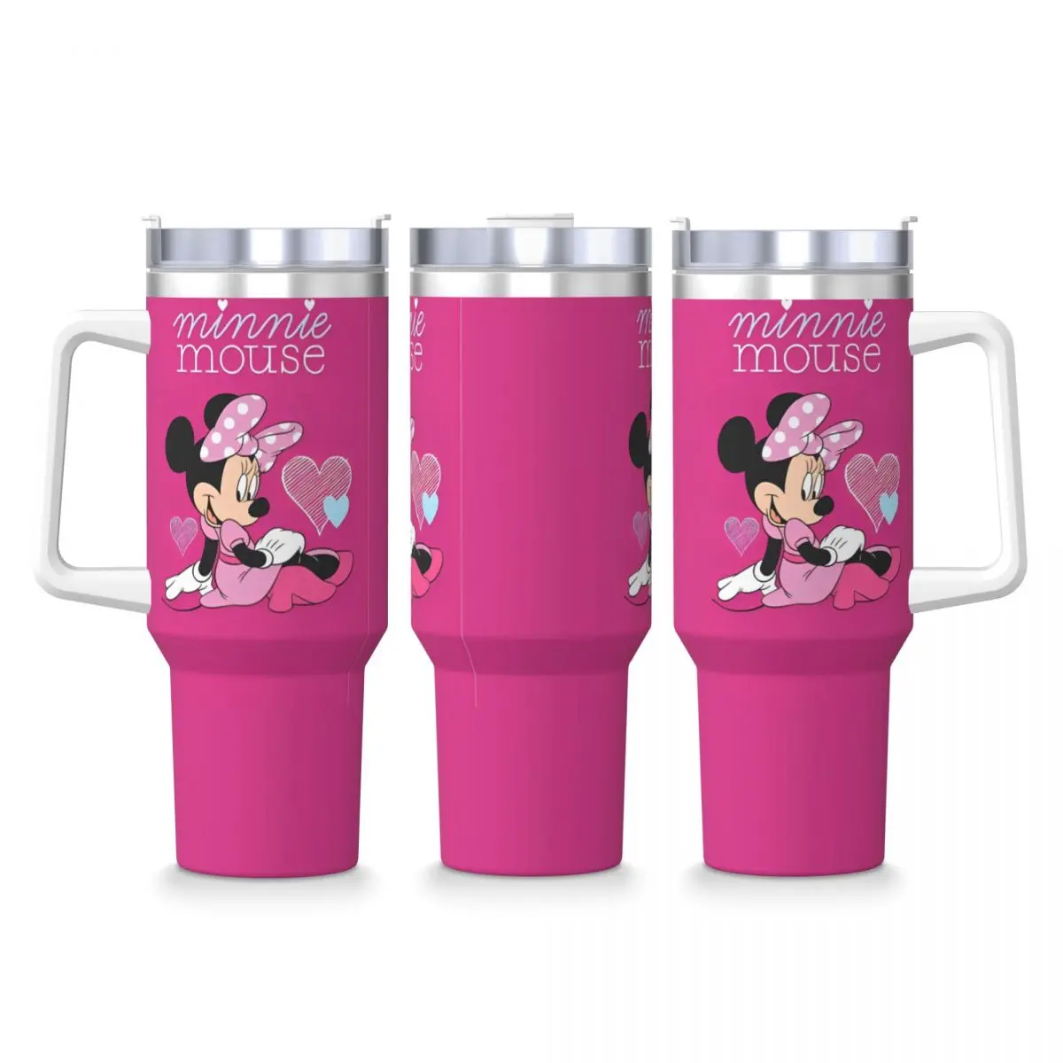 

Mickey Minnie Mouse Stainless Steel Tumbler Cute Cartoon Thermal Mug With Straws and Lid Large Car Mugs Hot Drinks Water Bottle