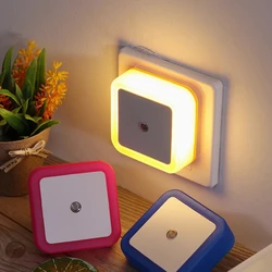 1PC Mini LED Night Light Sensor Control In Wall Square Nightlight Lamp EU US UK Plug Led Lights Stairway Hallway Bedroom Light