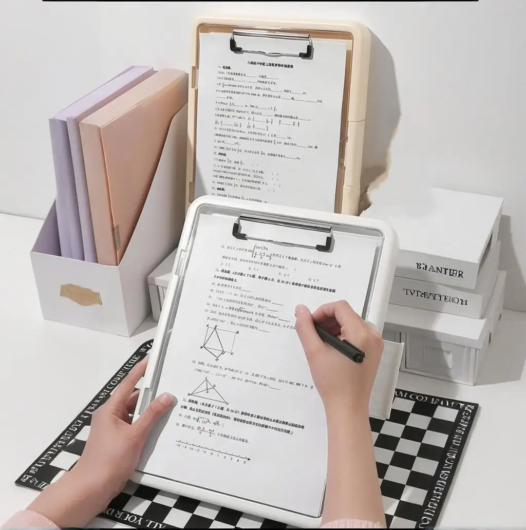 A4 Exam File Organizer Multi Function Student Folder with Clip Office Document Holder School Supplies Paper Board Storage