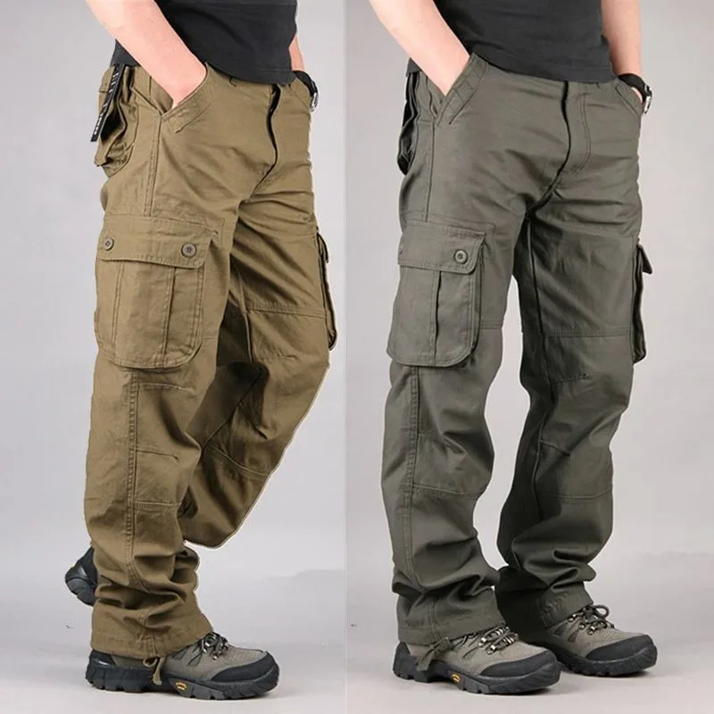 

Men's Cargo Pants Mens Casual Multi Pockets Military Large Size 44 Tactical Pants Men Outwear Army Straight Slacks Long Trousers