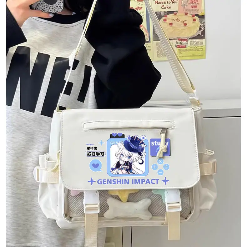 Genshin Impact Crossbody Alikino Scaramouche Unisex Elementary Middle High School Students Versatile Large Capacity Transpare