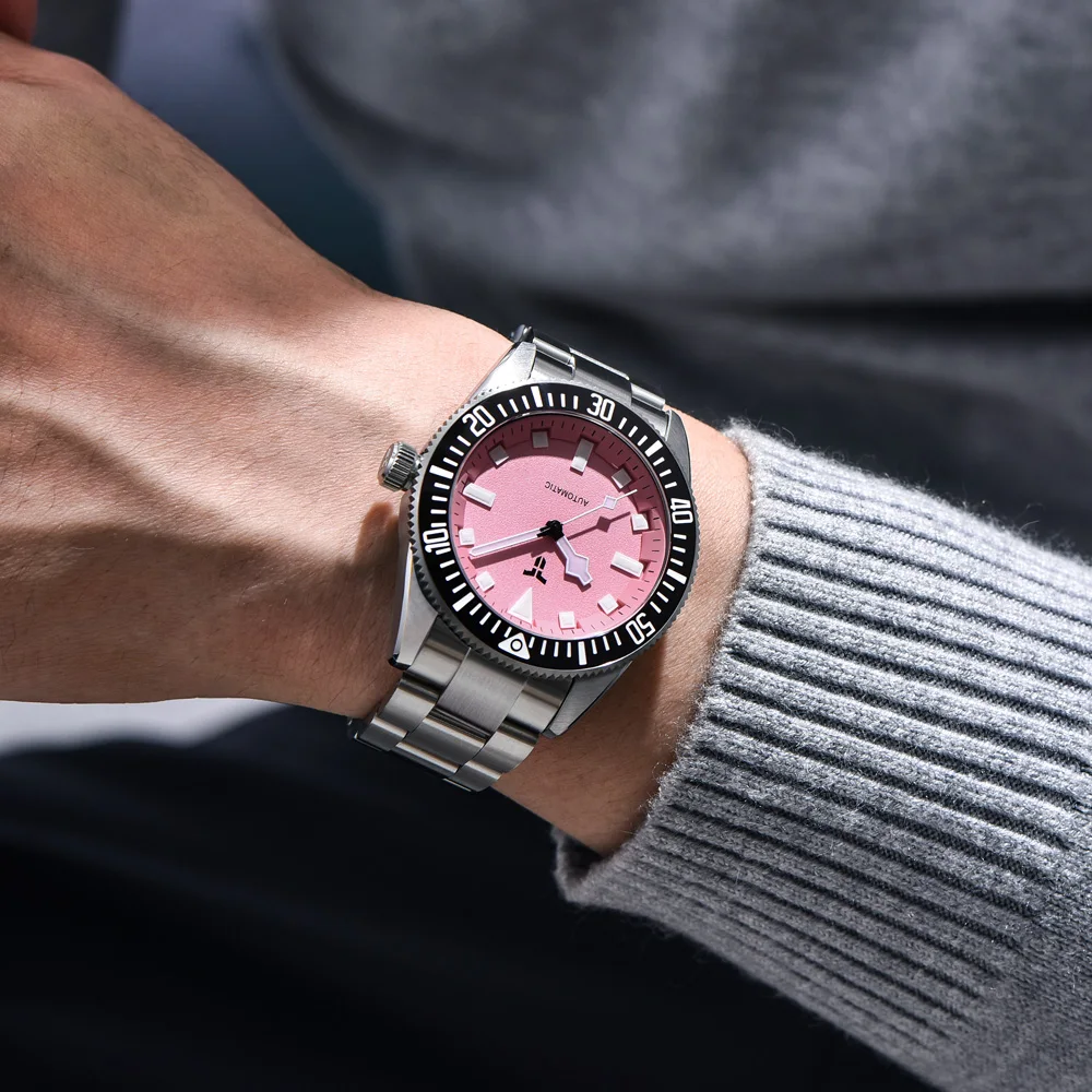 TYBERLEY Design 2026 New Luxury Pink Mechanical Watch For Men Sapphire Crystal Stainless Steel Automatic Waterproof  Men's Watch