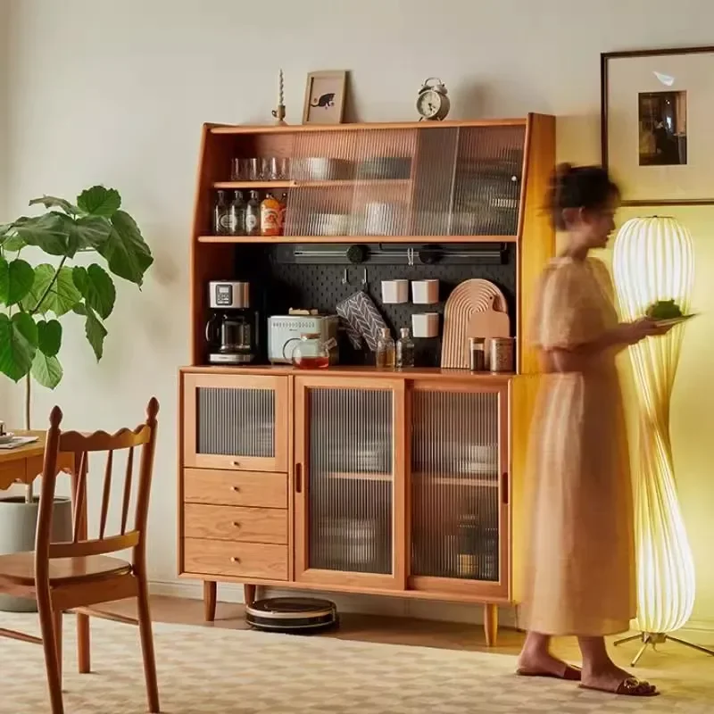 

Шкафчик с раздвижной дверью для кухни, гостиной, японский вишневый бревенчатый дуб, боковой шкаф