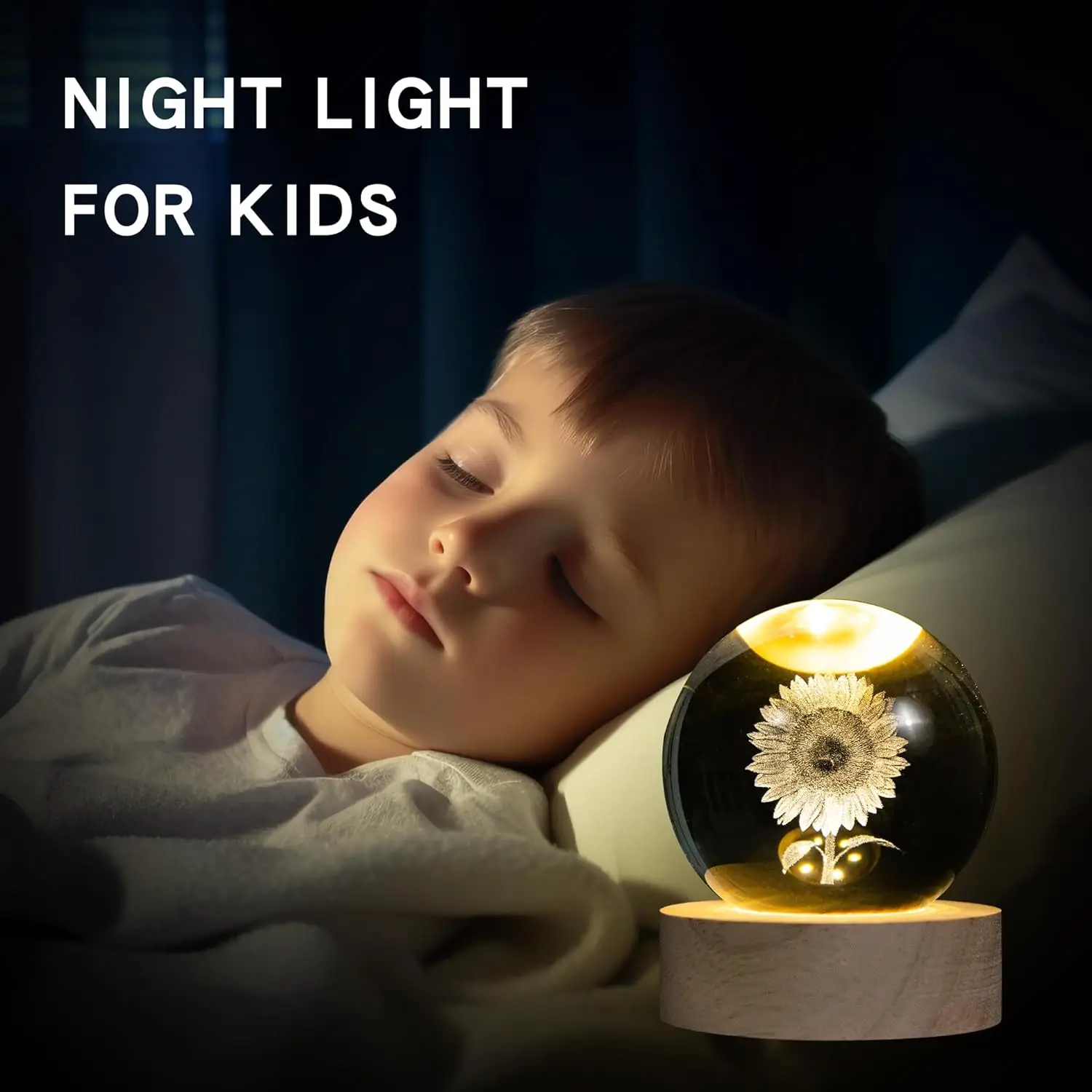 6Cm 3D Bunga Matahari Bola Kristal Dekorasi Bunga Matahari Bola Kaca Kristal Patung Bunga Koleksi Hadiah untuk Ibu Wanita Anak Perempuan