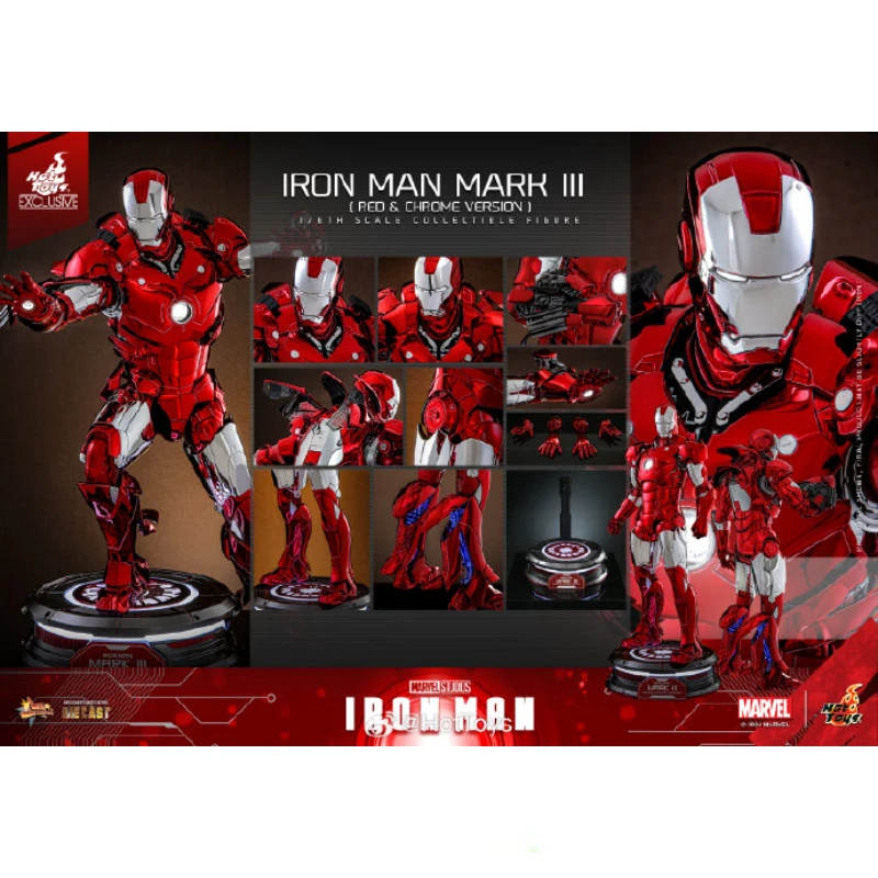 

Женская Игрушка HotToys MMS744 Железный человек MARK3 красная и хромированная версия 1/6 аниме экшн-фигурка игрушка подарок Коллекционная модель хобби