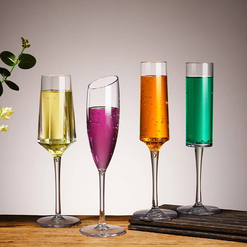 Acrylic Plastic High Foot Champagne Cup Whiskey Glass Wine Separator Red Wine Cup Brandy Cup Bullet Cup Durable Barware