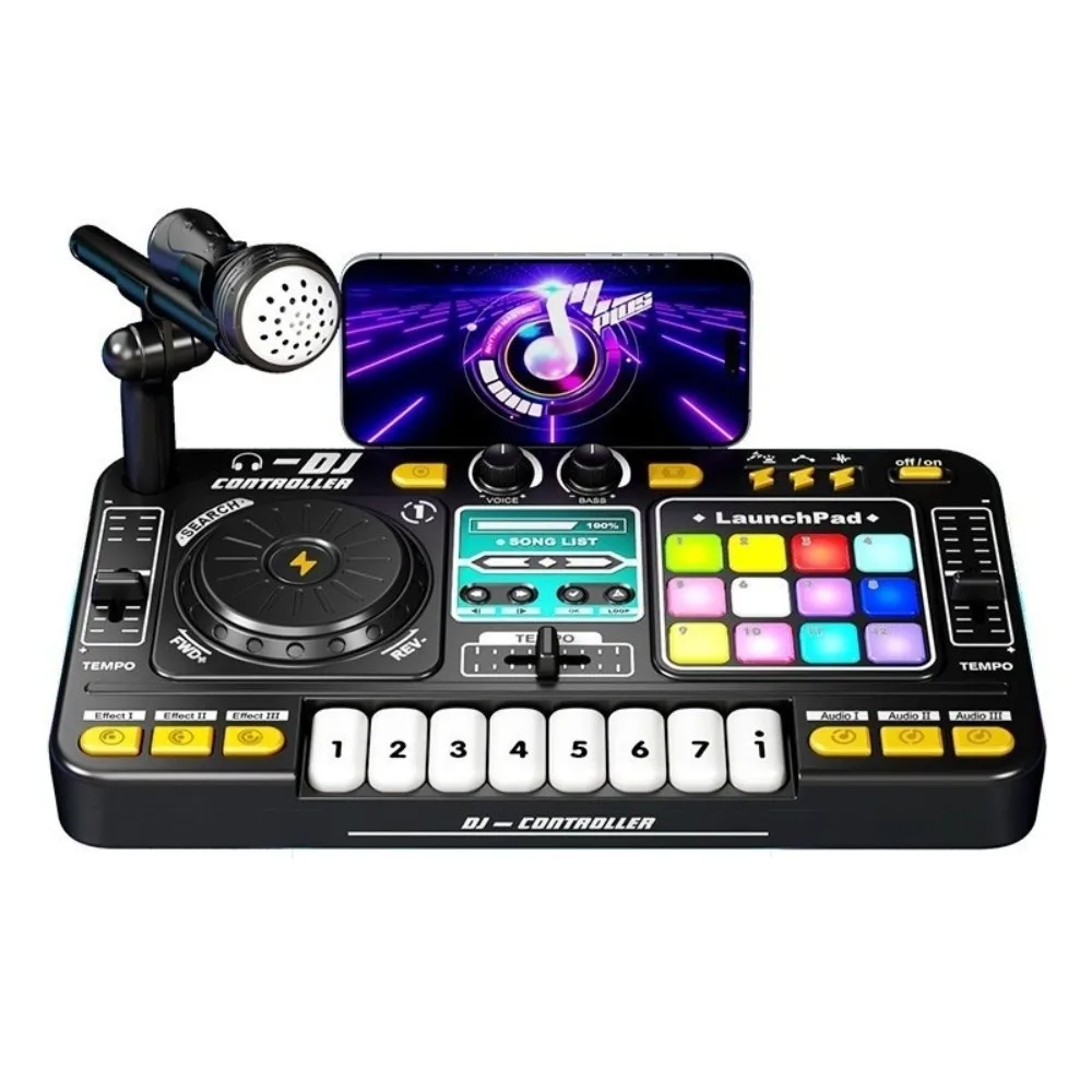 Multifunctional Kid DJ Mixer Interactive With Microphone DJ Turntable Controller Simulation Design Music Effects