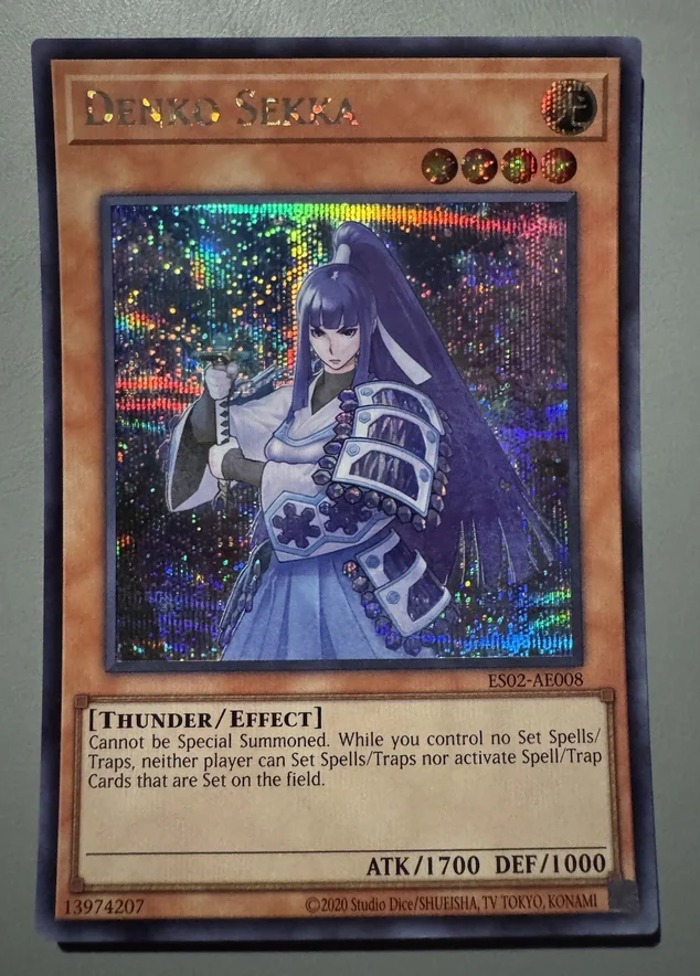Карта Yugioh KONAMI Duel Monsters ES02-AE008 Denko Sekka Secret Rare, азиатская английская коллекционная, в идеальном состоянии
