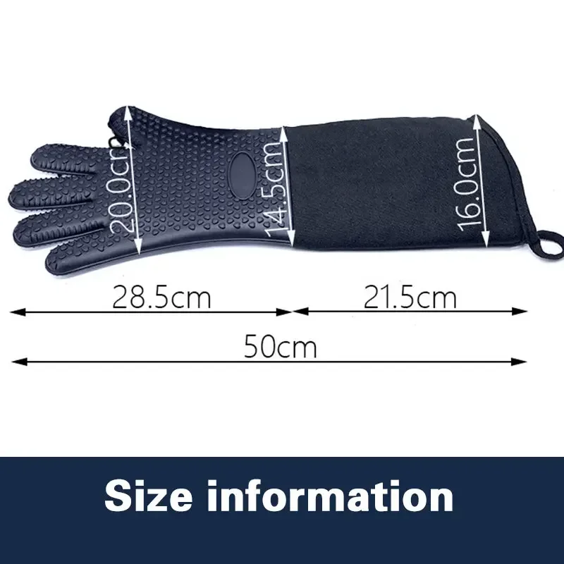 Extra Long Professional Silicone Oven Mitts Gloves with Quilted Liner Durable Heat Resistant Grill Oven Gloves Baking Tools