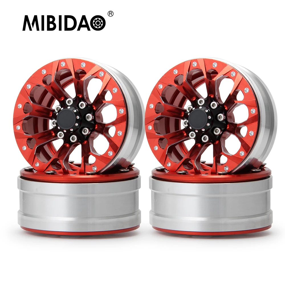 

MIBIDAO 4Pcs 1.9inch Aluminum Alloy Beadlock Wheel Rims Hubs for Axial SCX10 D90 CC01 1/10 RC Crawler Car Model Upgrade Parts