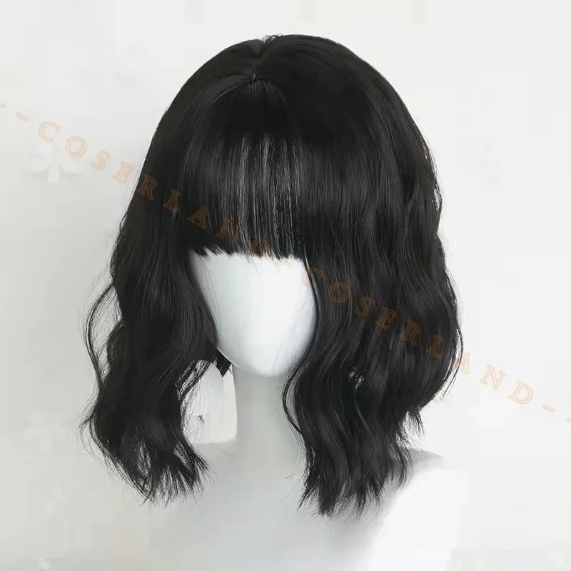 2025 New 067 Cosplay Game Kang Sae Byeok Black Short Curled Round Heat Resistant Fiber Hair Free Cap Women Wig AA