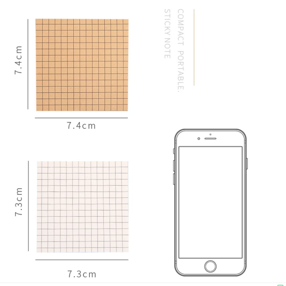 Notas pegajosas minimalistas, Grade alinhada Memo Pad em branco, Plano semanal Diário, Papelaria