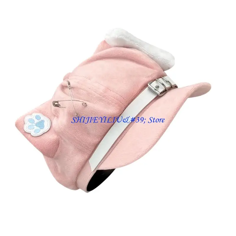 E21F Fashion 2000s Cats Ear Hat Soft Cotton Octagonal Hat for Women Girl Daily Outfit Anime Theme Headwear for Winter Wear