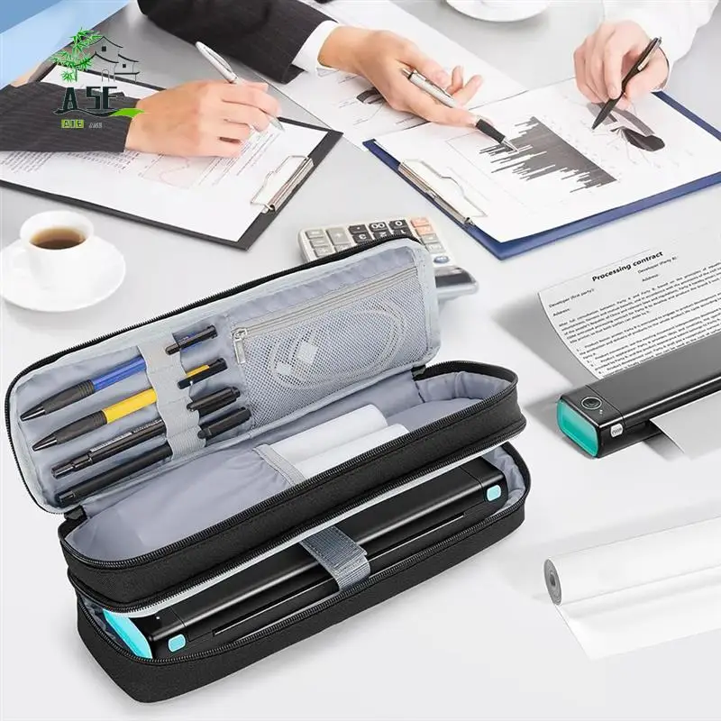 

A05E-Portable Printer Case For Phomemo M08F, Itari M832, JADENS, Aixiqee, MUNBYN Double-Layers Mobile Printer Storage Bag