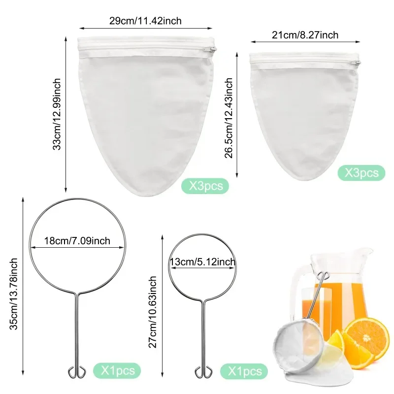8 قطع من أكياس مصفاة شبكية دقيقة قابلة لإعادة الاستخدام مع مقبض من الفولاذ المقاوم للصدأ مصفاة طعام لقهوة حليب الجوز #2