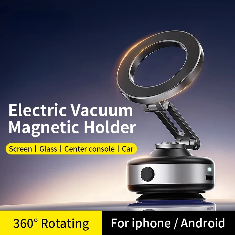 

Cup Suction Stand Foldable Xiaomi 12-16 360° Car Electric Vacuum Rotation Samsung Magnetic Phone for Holder Pro iphone Strong