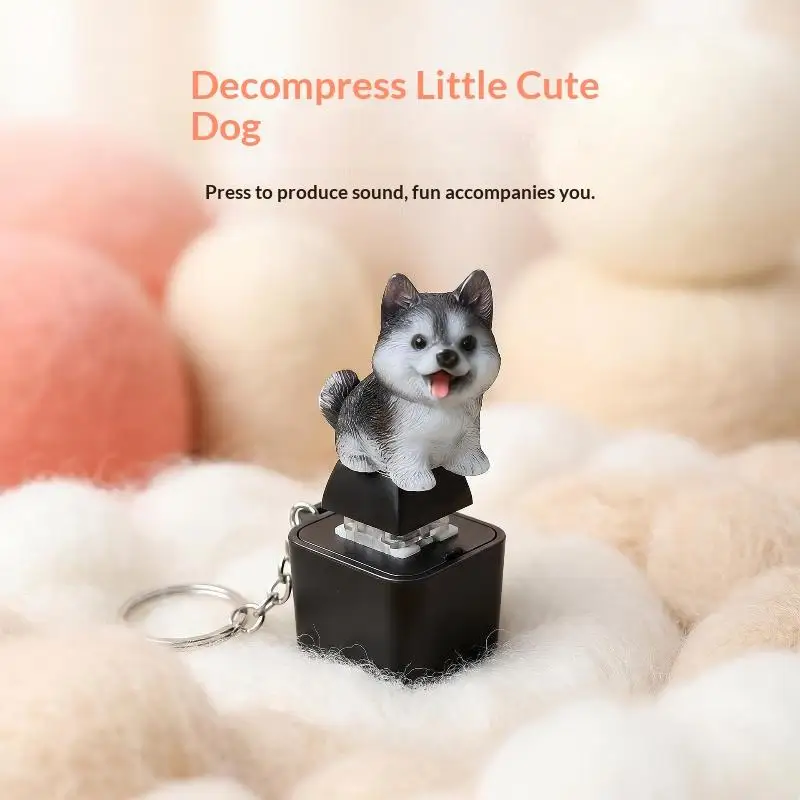 Lustiger Husky-Schwein-Schlüsselanhänger, wiederaufladbarer Knopf-Schlüsselanhänger, leuchtender Anhänger zur Stresslinderung, Dekorationsgeschenk, Spielzeug – Detail 2