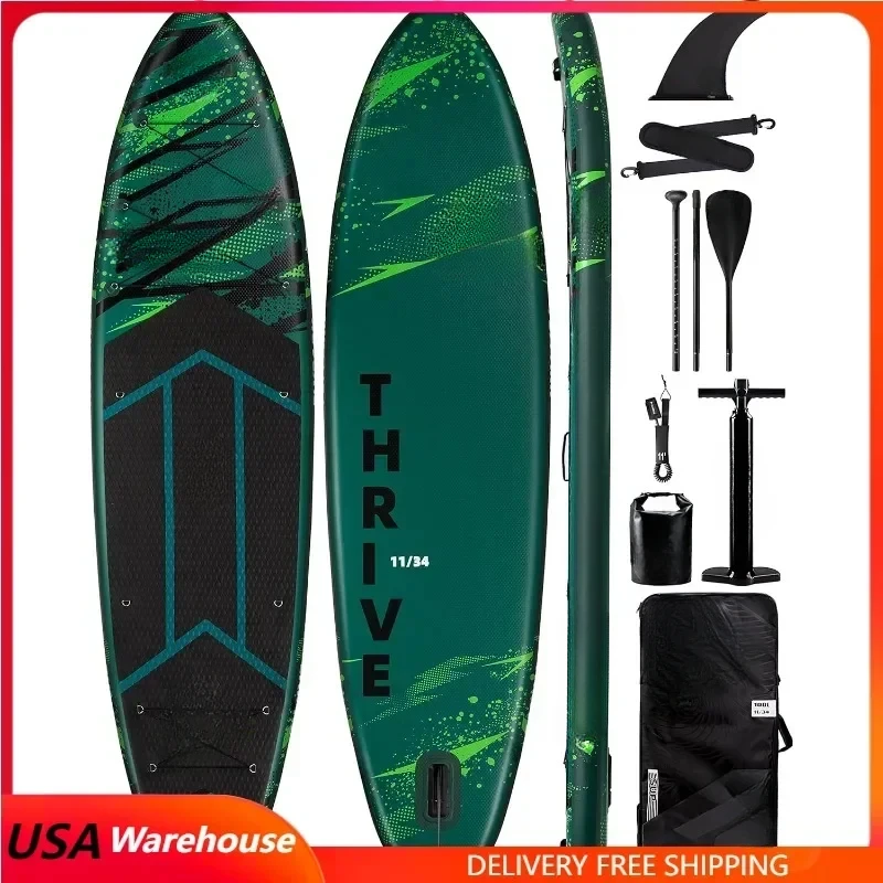 11'x34''x6''Inflatable Stand Up Paddle Boards, Extra Wide SUP Paddleboard Inflatable, Yoga Stand Up Paddle Board, 116L Backpack