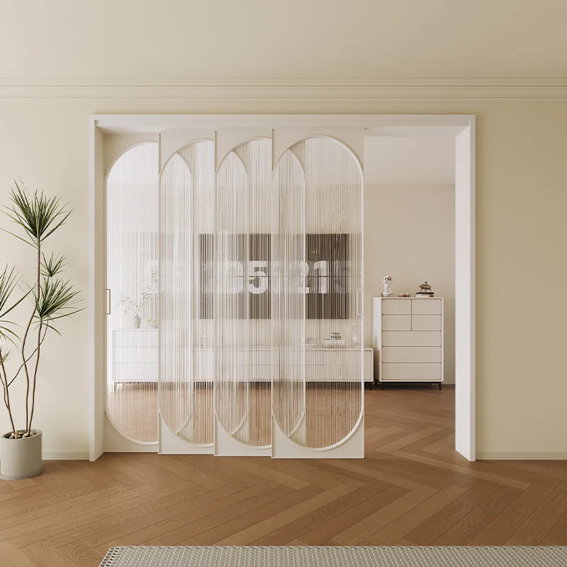 Aluminum alloy French retro door, living room partition hanging rail translation sliding door