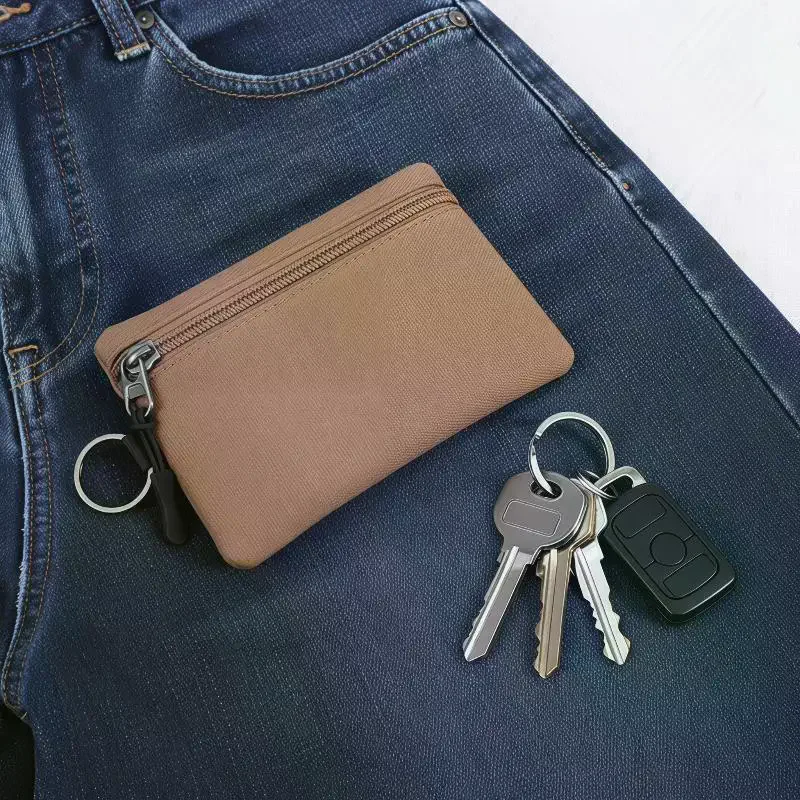 Canvas Mini Coin Wallet Bag Solid Color Zipper Key Bag Money Pocket Purse Small Card Holder Purses
