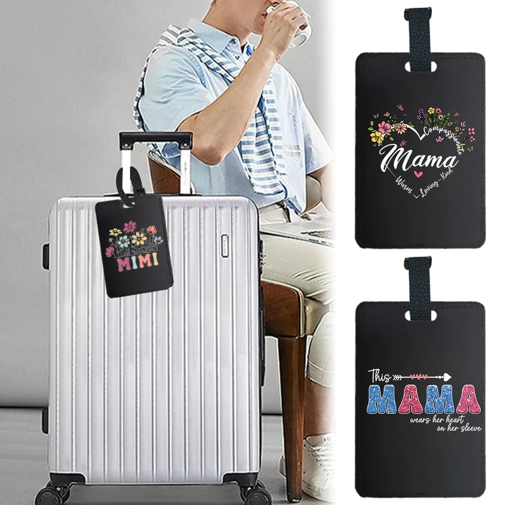 Potable Pu Luggage Tag Personalized Luggage Boarding Tag Fashion Suitcase Identifier Label Name ID Address Holder Mom Pattern