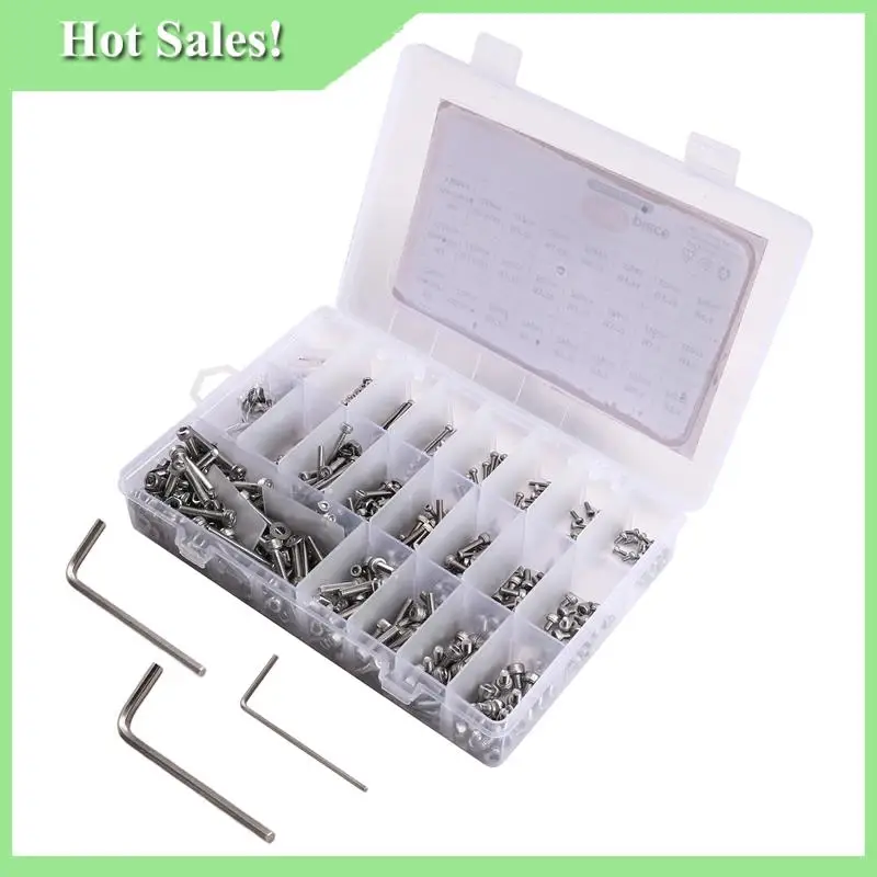 

-A99Z M2 M3 1080Pcs Hex Socket Head Cap Screw Assortment, 304 Stainless Steel, Complete Kit With Screws, Bolts, Nuts, And Washer