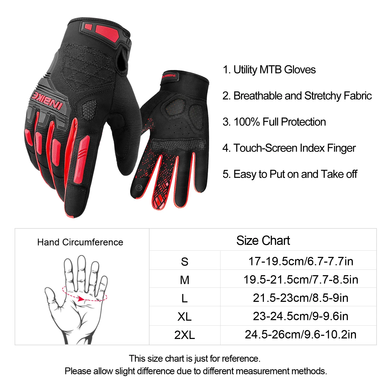 INBIKE MTB Cycling Gloves Man Mountain Road Bike Gloves Thickened TPR Palm Pad Shockproof Touchscreen Bicycle Gloves for Men