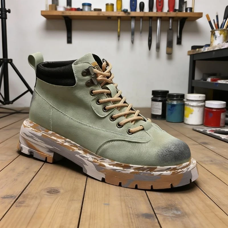 New Brand Design Short Work Boots for Man High Top Casual Shoes Outdoor High Quality Men Leather Ankle Boots