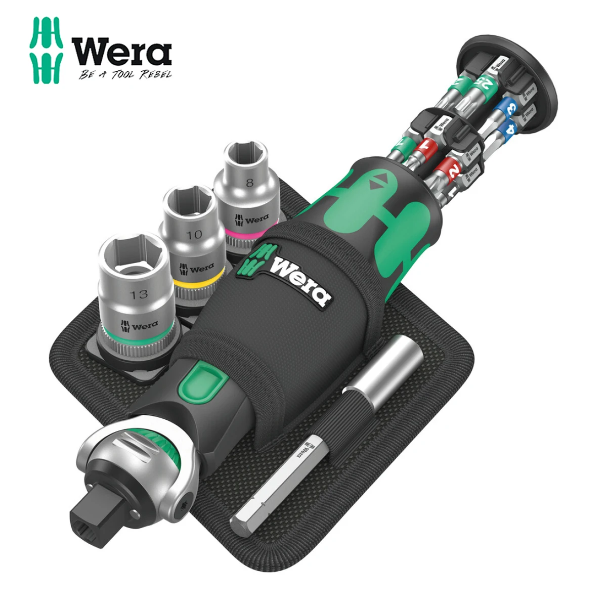 

Wera 18 Pieces Ratchet Socket Werach Set Black Green Pocket Set Imperial 2, 05004281001 8009 Zyklop