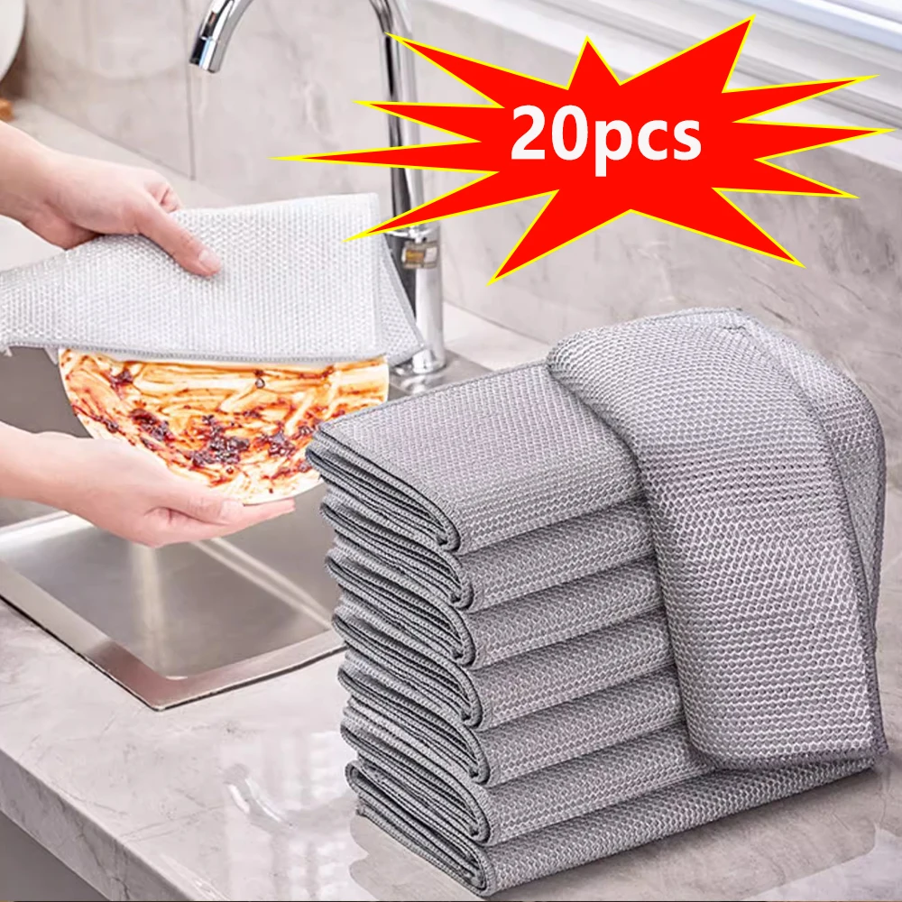 Steel Wire Mesh Magic Cleaning Cloth Double -sided Non-Scratch Non-stick Metal Rags For Kitchen Dishwashing Towel Cleaning Tools