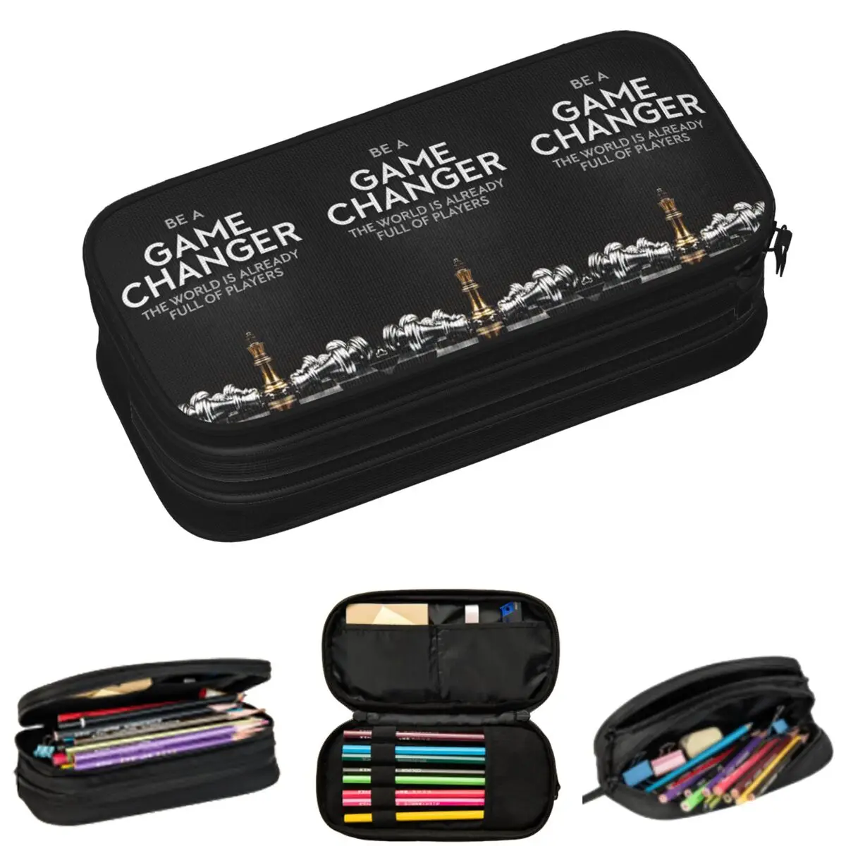 Étuis à crayons Game Changer Ambition pour étudiants, cadeaux, boîte à stylos, sac à crayons, grande capacité de rangement, pochette à crayons