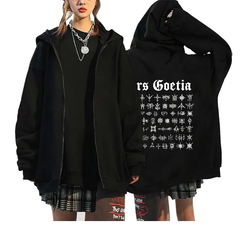 

Мужская куртка с капюшоном, черная готическая rs Goetia, уличная одежда с принтом текста, повседневная одежда для Хэллоуина и повседневной носки