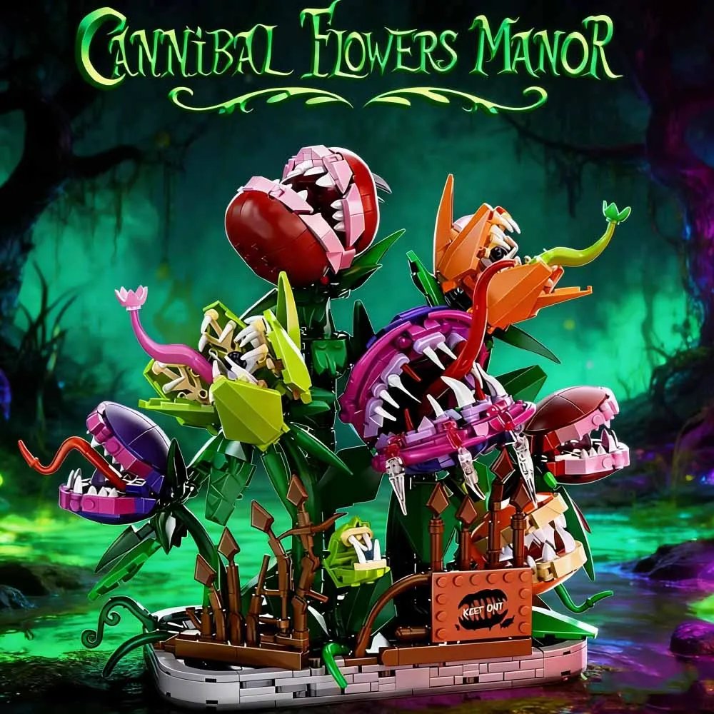 

Creative MOC Cannibal Flower Manor Building Block Anime Horrors Flower Model Bricks DIY Toys Sets Kids puzzle MOC Collect Gift