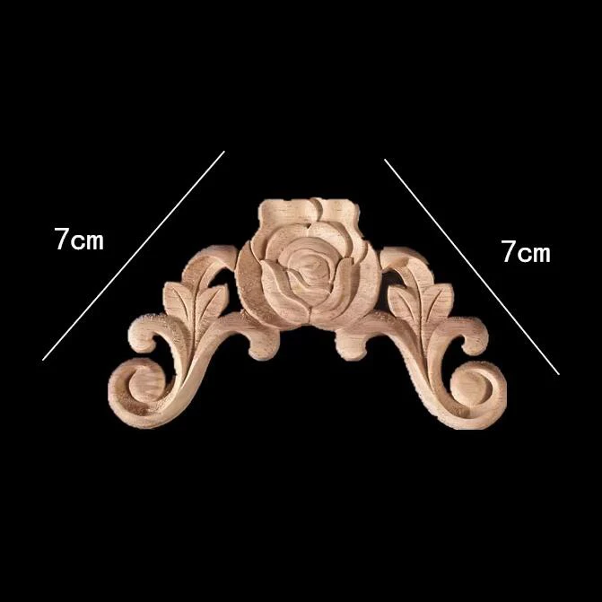 Wood Corner Applique Wooden Decals for Furniture Home Decoration Natural Floral Wooden Carved Appliques