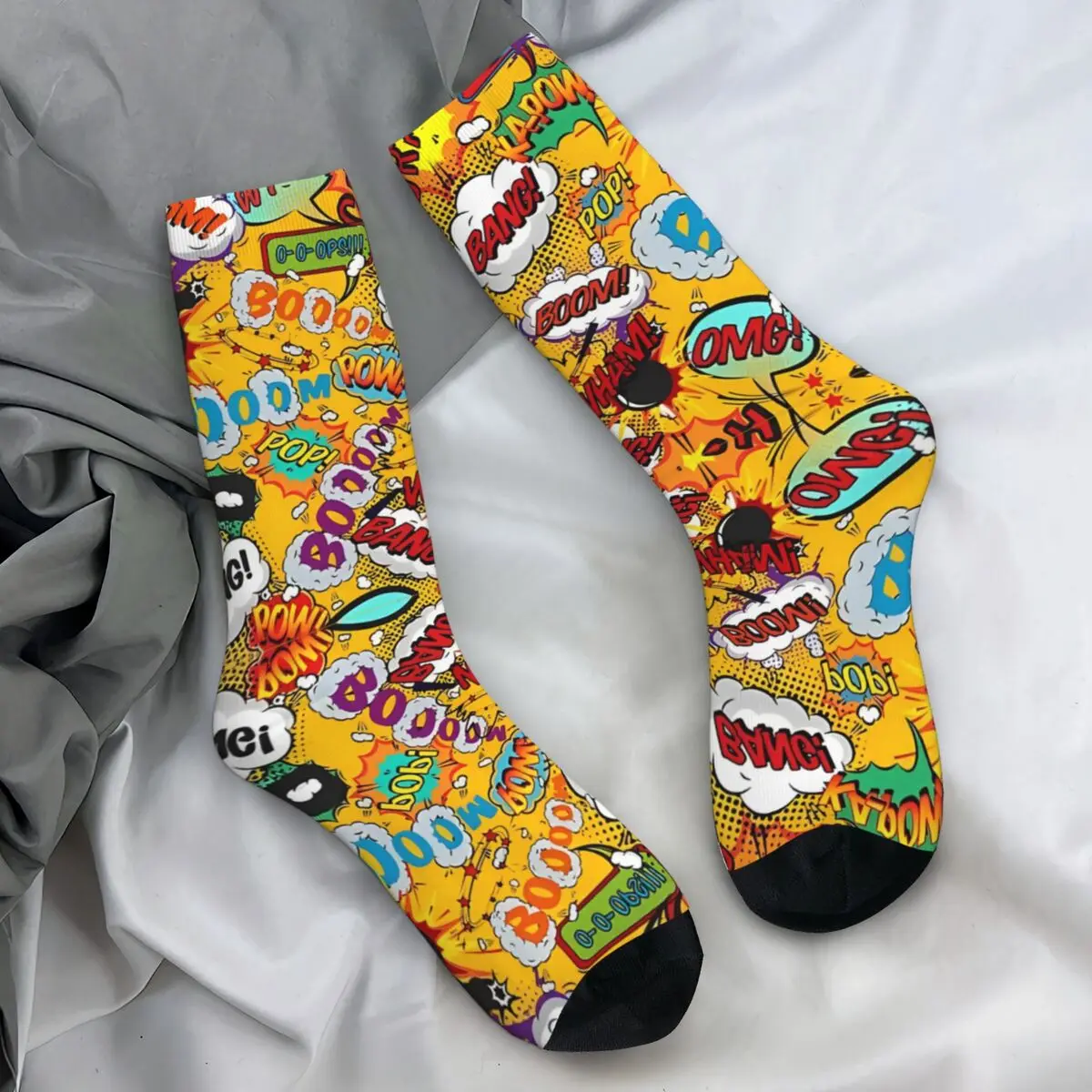 Comic Book Explosion Vintage Graffiti Art Pattern Socks Autumn Stockings Leisure Men's Quality Socks Design Skateboard Socks