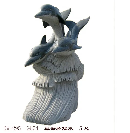 Decorative outdoor Carving granite stone dolphin statues