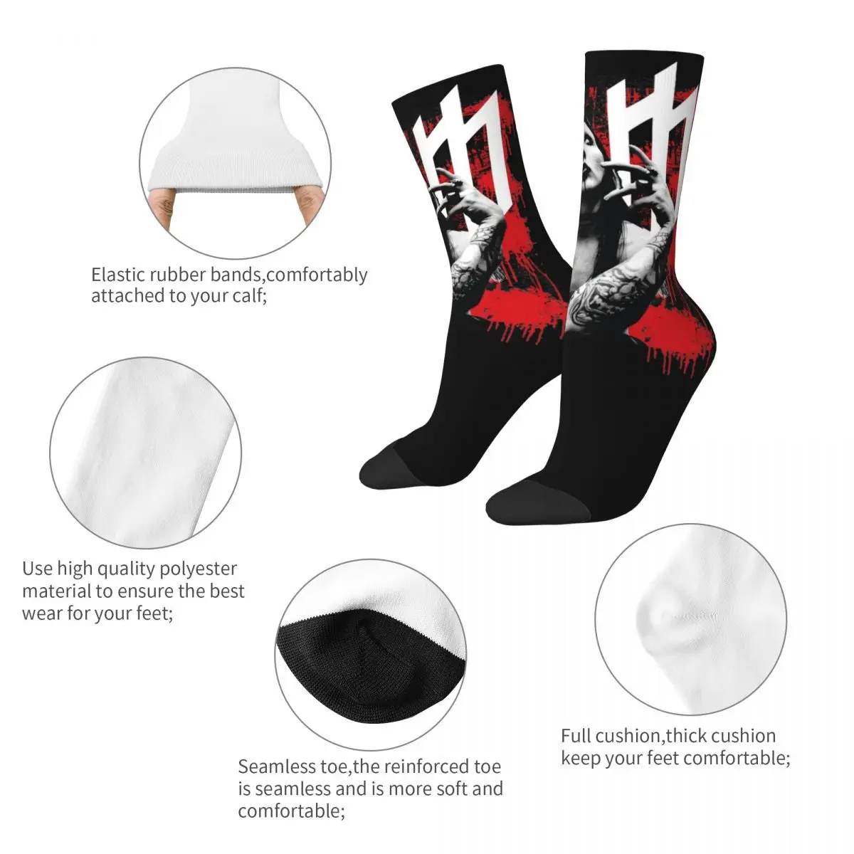 Happy Funny Men's Socks Harajuku Marilyn Manson Sock Metal Music Rock Sport Women Stockings Spring Summer Autumn Winter