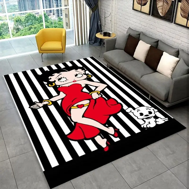 Retro Cartoon B-Betty B-Boop Cute Girl Carpet Rug for Bedroom Living Room Sofa Home Decor,Game Area Rug Non-slip Floor Mat Fest
