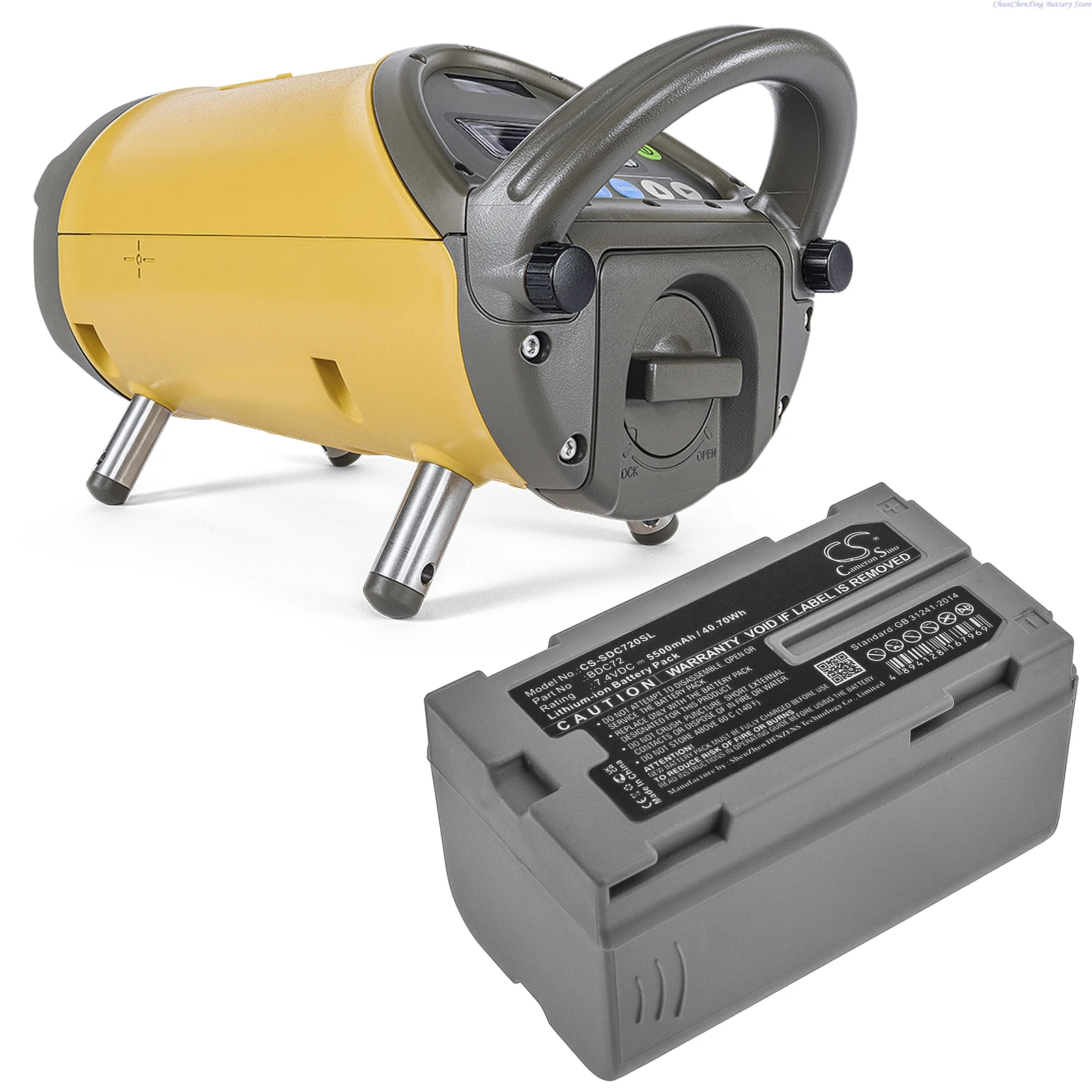 7.4V 5500mAh Battery BDC72 for Sokkia 3D Layout Navigator LN-150, Pipe Laser TP-L6, For Topcon Total Station GM-52, RC-5