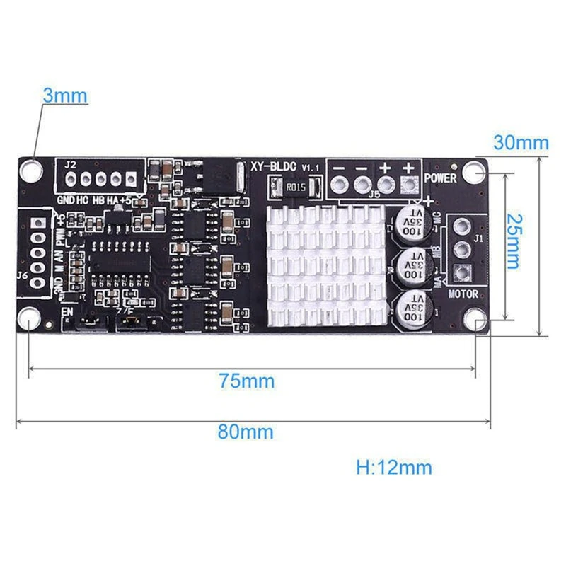 WISH DC 12V-30V 200W Dreiphasiger BLDC-Motorcontroller Hall-Sensor 10Khz PWM-Treiber Vorwärts Rückwärts