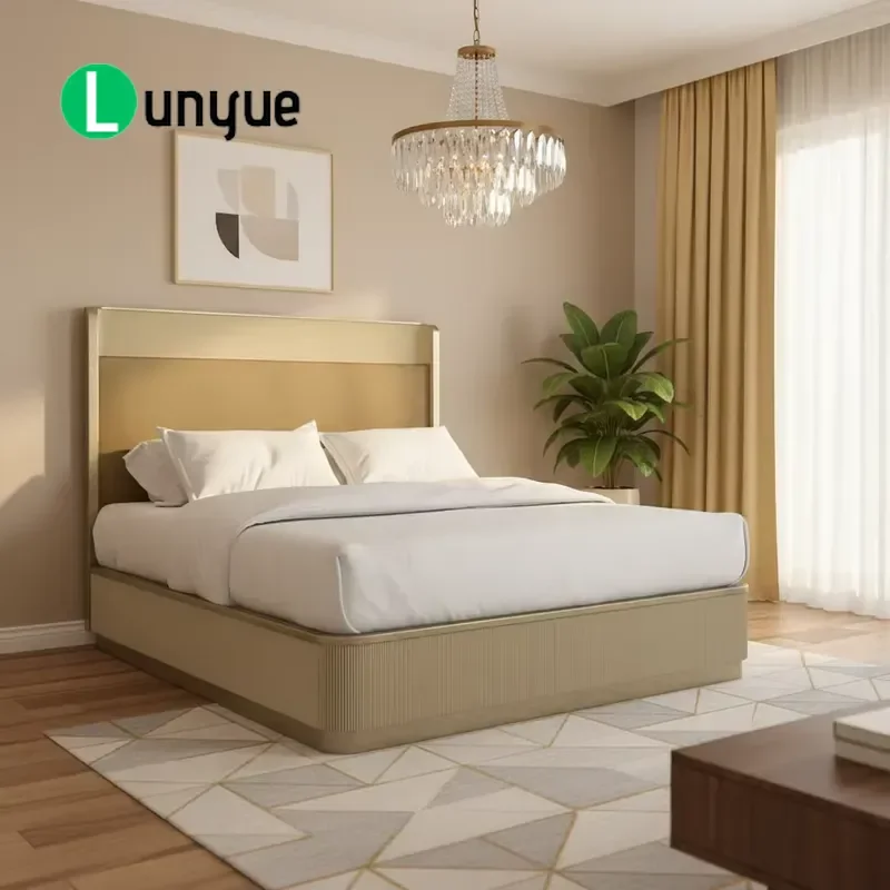 Modern Romantic Bed Solid Pine Wood Frame Comfortable Soft Upholstered Fashionable Structure Bedroom Furniture Durable