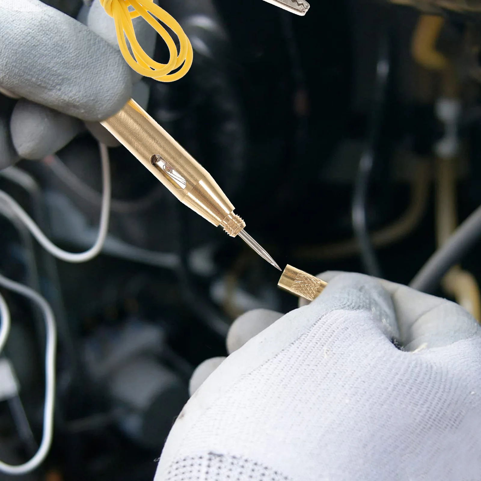 

6-24V Car Voltage Tester Electrical Test Pen With Flexible Wire Lead Protective Screwable Crocodile Clip For Auto Boat