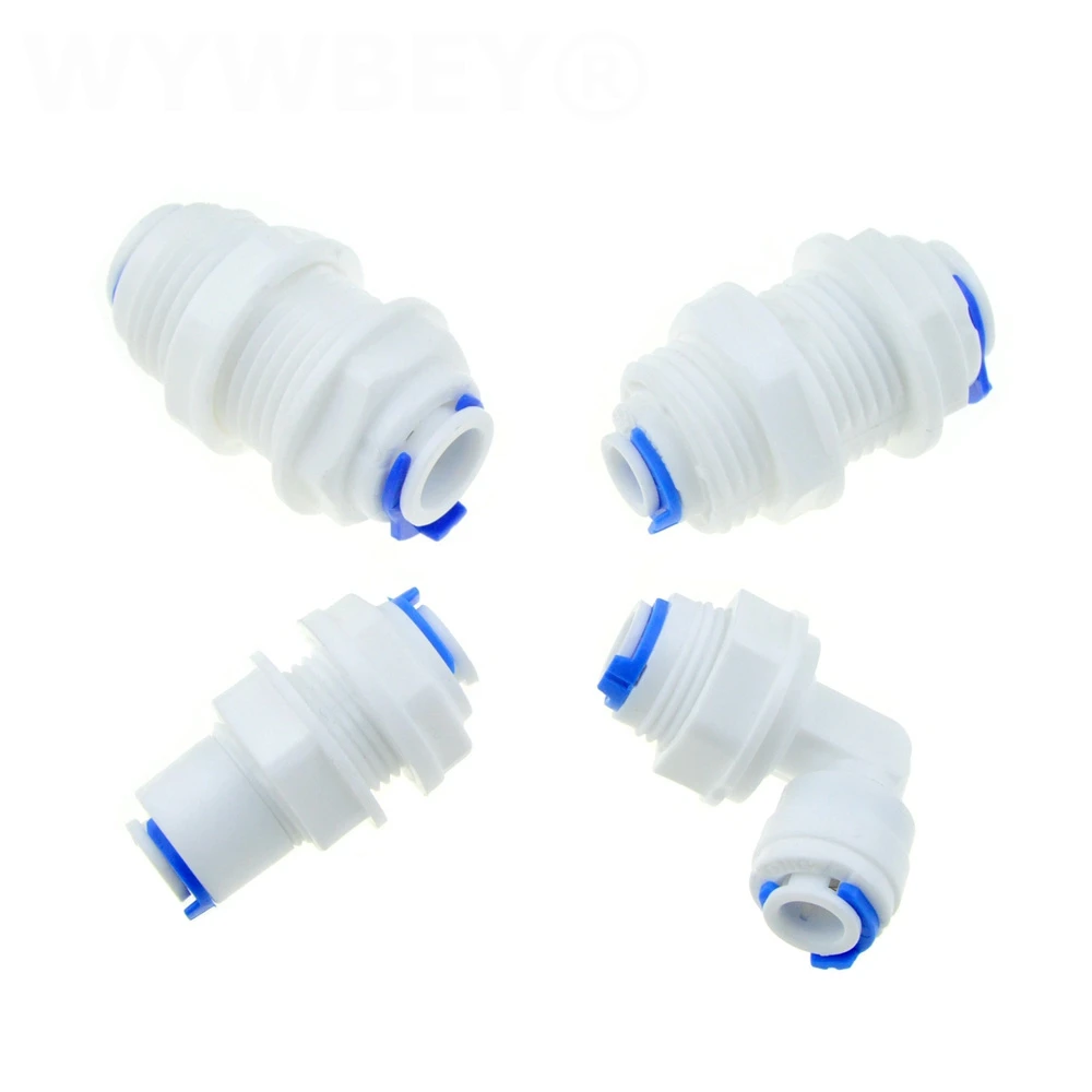 

Reverse Osmosis Elbow Straight Bulkhead Equal 1/4" 3/8" OD Hose Connection Coupling RO Water Plastic Quick Fitting Connector