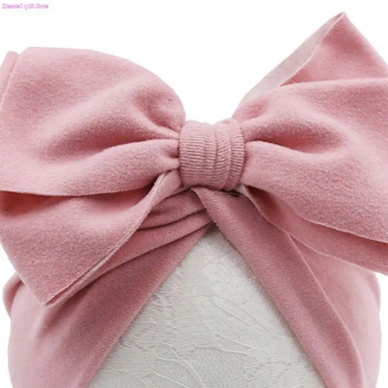 

D0JC Girls Bows Turban Hat Infant Photography Props Kids Beanie Children