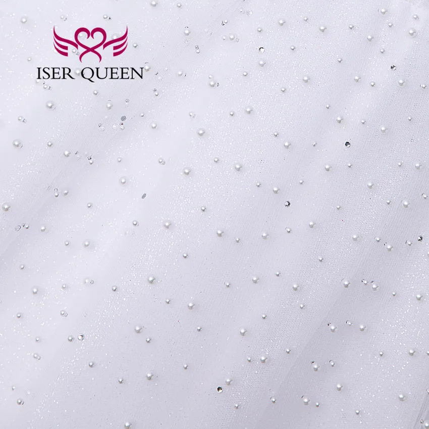 ที่กําหนดเองไข่มุกและคริสตัลประดับด้วยลูกปัดคุณภาพชุดแต่งงาน 2025 ยุโรปแขนยาว Ball Gown ชุดแต่งงานที่หรูหรา WX0328